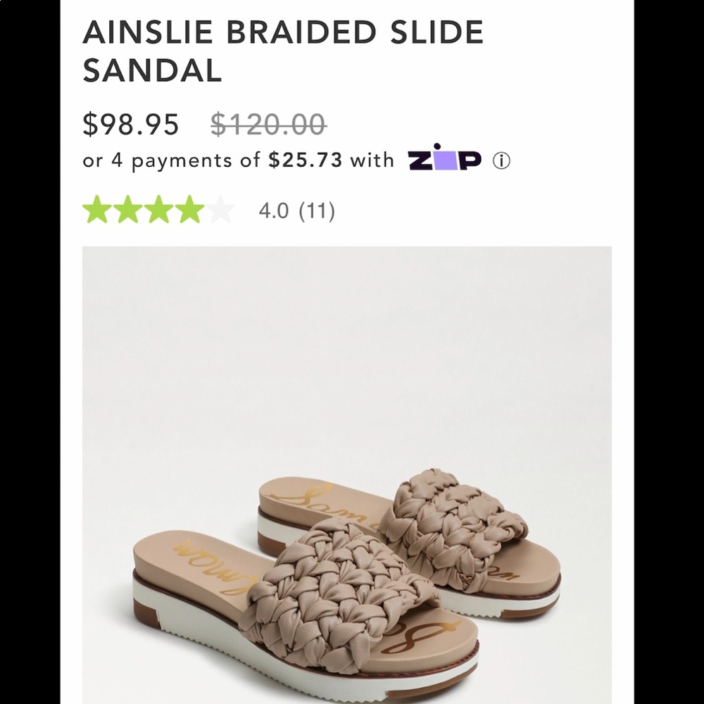 Sam Edelman Ainslie Braded Slide Sandal Desert Beige 9